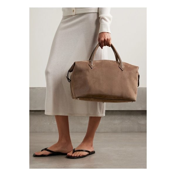 메티에 베리테 시티 미디엄 브레이드 가죽 트리밍 스웨이드 토트 토프 46376663162892529