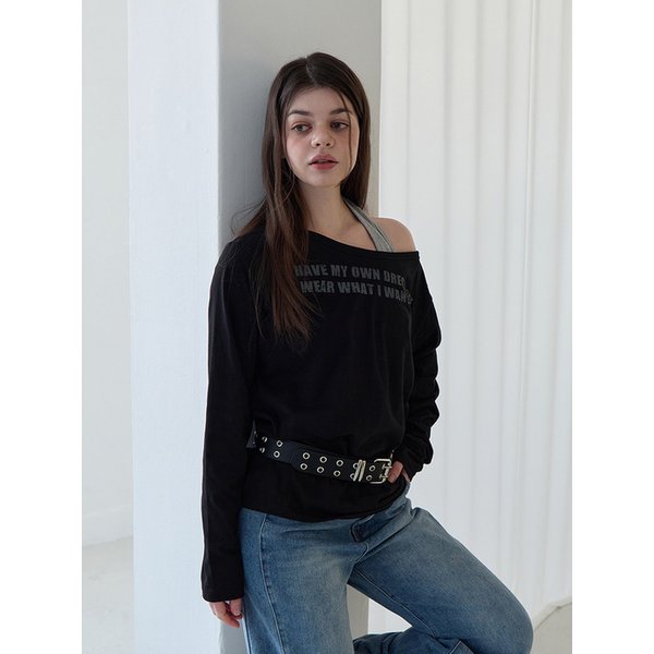 투웨이 오프 숄더 롱슬리브 (홀터넥 세트)(블랙)