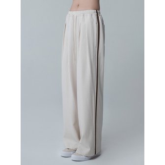 마스언에브릴 STRIPE EDGELINE WIDE PANTS_MILK BEIGE