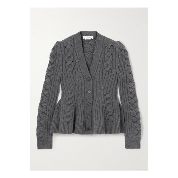 케이블 니트 울 캐시미어 혼방 가디건 다크 그레이 46376663162956312