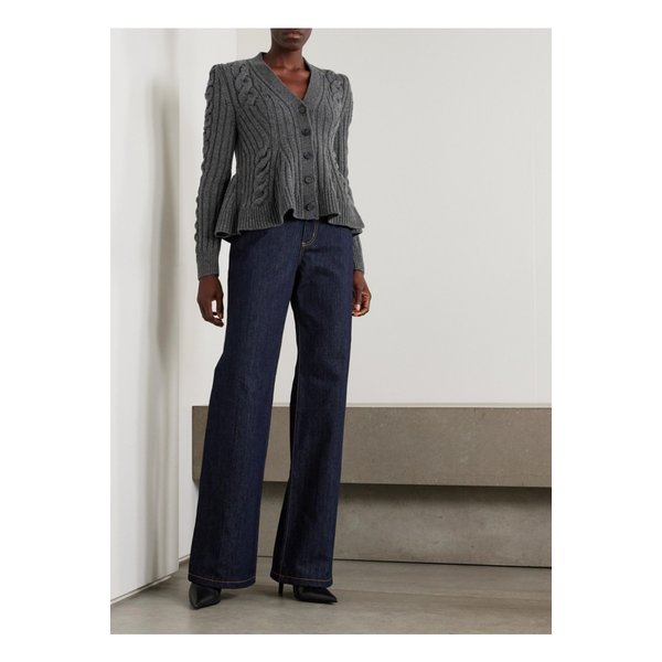 케이블 니트 울 캐시미어 혼방 가디건 다크 그레이 46376663162956312