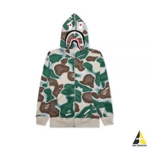 A BATHING APE 24 Liquid Camo Shark Relaxed Fit Full Zip Hoodie M (1K30115007 OLIVEDRab 랩)