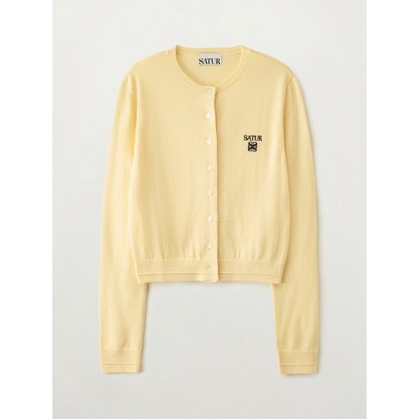 (W) 로렌 베이직 크루넥 파인 가디건_옐로우