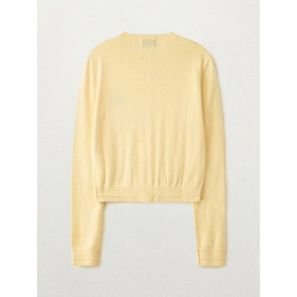 (W) 로렌 베이직 크루넥 파인 가디건_옐로우