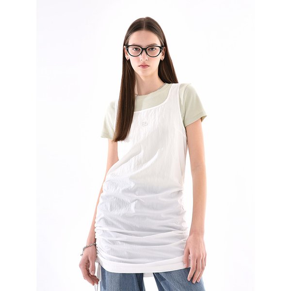 스퀘어넥 나일론 원피스 (White)