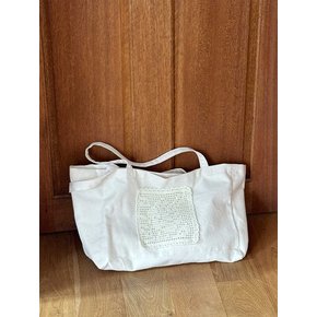 Flower Doily Big Canvas Shopper Bag _ Cream