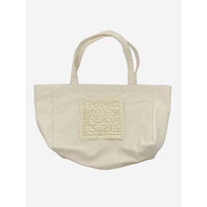 Flower Doily Big Canvas Shopper Bag _ Cream