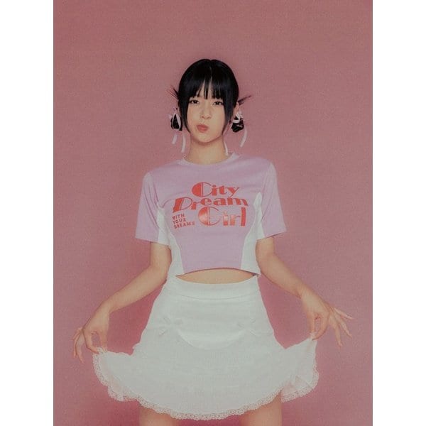 나무13 배색 크롭 티셔츠 (핑크)