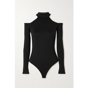Leona Cold-shoulder Stretch-jersey Thong Bodysuit 블랙