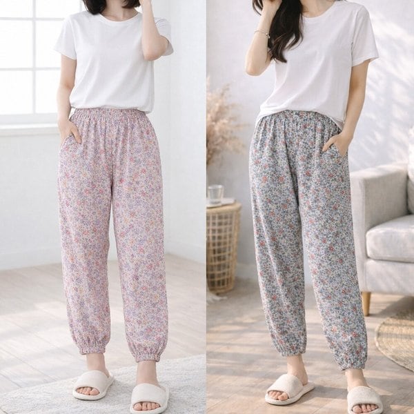 남여 빅사이즈 에어쿨 인견 9부 쿨팬츠 에어쿨 인견 9부 쿨팬츠 잠옷바지 홈웨어 이지웨어 밴딩