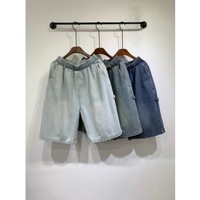 (S3XL)파무 데님 카펜더 벨트고리 밴딩 6부 버뮤다 와이드 팬츠 3color