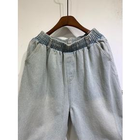 (S3XL)파무 데님 카펜더 벨트고리 밴딩 6부 버뮤다 와이드 팬츠 3color