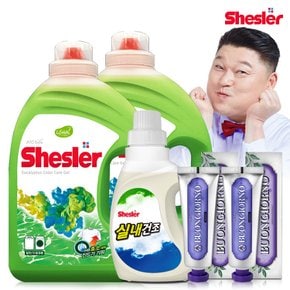 강호동의 쉬슬러 액상 세제 유칼립투스 3.05L 2개+실내건조전용 650ml 1개+잇몸케어 치약 100g 2개.