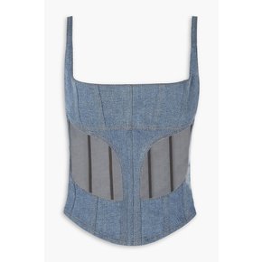 Denim and tulle bustier top 블루 43769801096443433