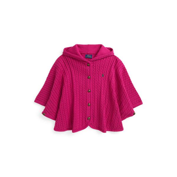 폴로 키즈 여아 7-16세 미니 케이블 코튼 후드 판초(CWPOSWEG6820589650)