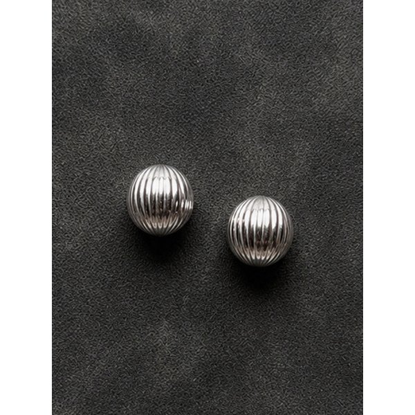 Ribbed Orb Stud Earrings