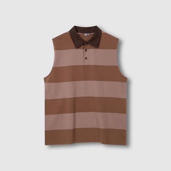 [공용] 스트라이프 카라 민소매 티셔츠 [M~L] J116201061071