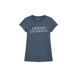 ARMANI EXCHANGE AX 여성 도트 로고 숏 슬리브 티셔츠(A423330504)_다크 블루