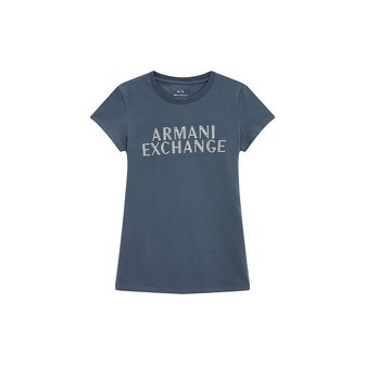 ARMANI EXCHANGE AX 여성 도트 로고 숏 슬리브 티셔츠(A423330504)_다크 블루