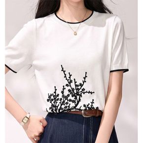 트리장식 라운드넥 반팔 니트티셔츠 C03FE4_P429059700