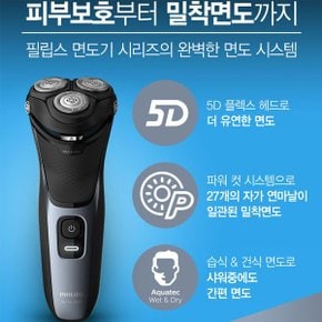 전기면도기 S3132/5D플렉서블/밀착면도/파워컷/원터치 물세척