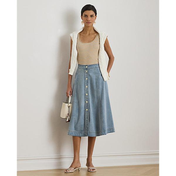 버튼 프런트 데님 미디 스커트(WMLRSKTS6H20310400)