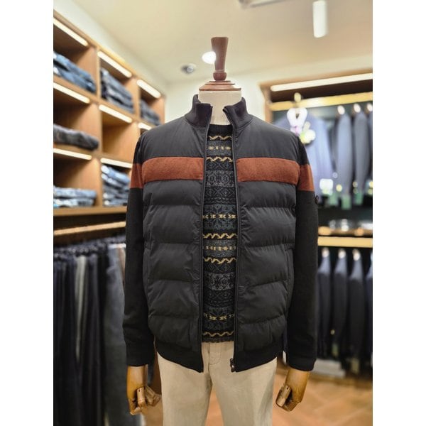 [여주점] 코오롱 브렌우드 남성 라이프 퍼포먼스 니트 배색 방풍 점퍼 BRWAW25003BKX