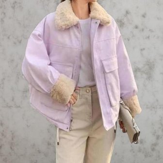 신세계라이브쇼핑 [옷자락] 여성 인조털 똑딱이 지퍼 카라넥 루즈핏 털 자켓