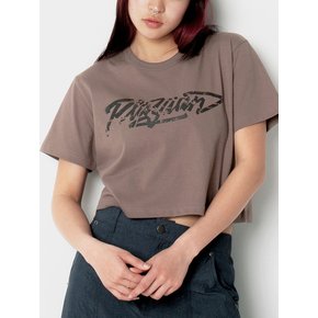 TYPO LOGO CROP T-SHIRT - BROWN