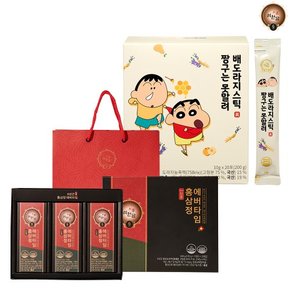 [추석선물] 6년근 홍삼정(에버타임) 30포x3+[짱구]배도라지 20포 선물세트 (추석 한정 슬리브, 쇼핑백, 감사카드)