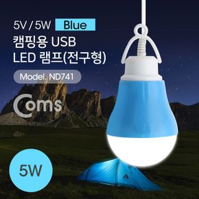 Coms USB 캠핑용 램프전구형 Blue5V 5W 1M X ( 2매입 )