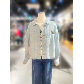 베네통 [여주점] 밑단 워싱 배색 데님 블라우스 (BABL03511)