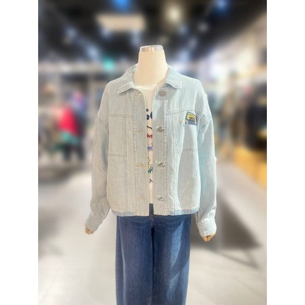 [여주점] 밑단 워싱 배색 데님 블라우스 (BABL03511)