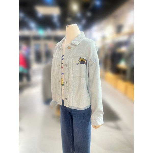 [여주점] 밑단 워싱 배색 데님 블라우스 (BABL03511)