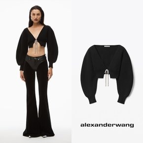 alexanderwang 알렉산더왕 보일드 울 v넥 블랙 크롭 카디건