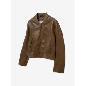 BASIC SINGLE CROP LEATHER BLOUSON_CAMEL