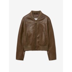 BASIC SINGLE CROP LEATHER BLOUSON_CAMEL