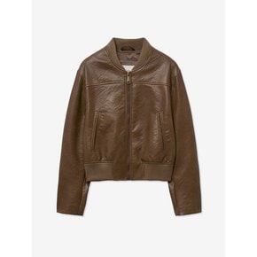 BASIC SINGLE CROP LEATHER BLOUSON_CAMEL