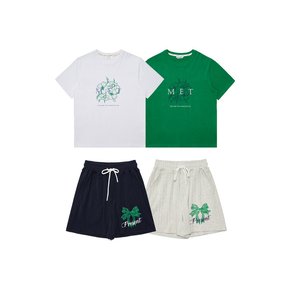 MET two-tone t-shirt&ribbon pants set