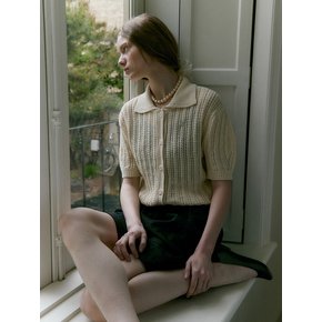 MESH COLLAR CARDIGAN (cream ivory)