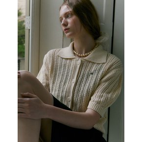 MESH COLLAR CARDIGAN (cream ivory)