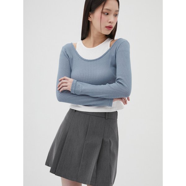 나시 레이어드 셔링 와이드넥티셔츠 AQ1CT345