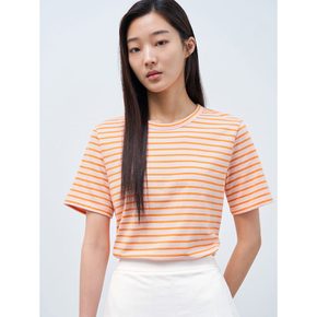 [Essential] 코튼 스트라이프 반소매 티셔츠  오렌지 (BF4342E018)