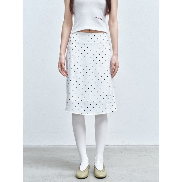 SHEER DOT MIDI SKIRT_BLACK