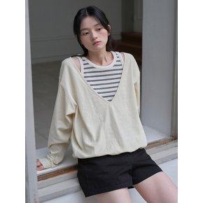 DEEP V-NECK SWEATSHIRT (butter yellow)