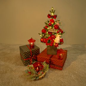 크리스마스 트리 45cm 레드 작은트리 풀세트 완제품