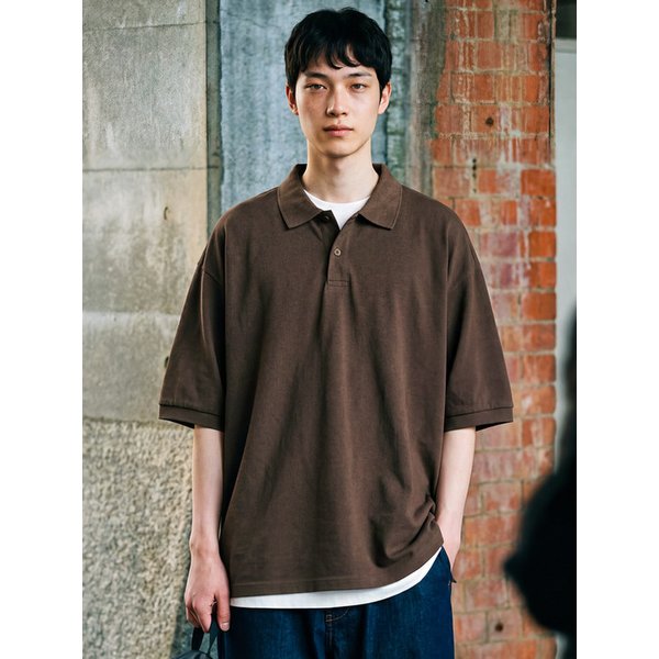 어던트 실켓 카라 반팔 브라운 ISST1568