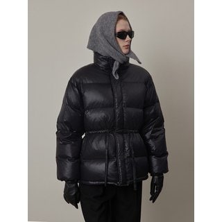 퀸스래빗 Middle Drawstring Duck Down Jumper-BLACK