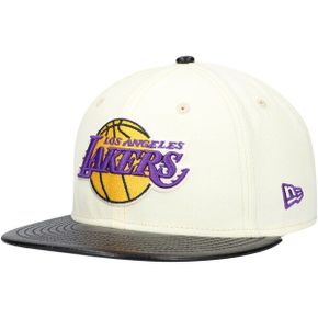 [해외] 1043172 뉴에라 모자 NBA LA 레이커스 Faux Leather Visor 59FIFTY Fitted Hat White/Bla