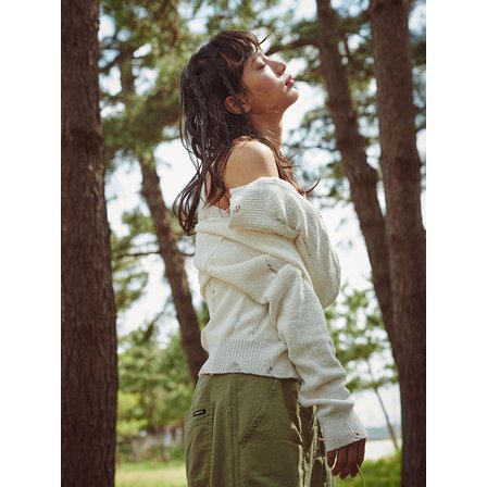 플랫웨이브 인 서울 Bask Damaged Cardigan Ivory